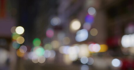 Wall Mural - Bokeh of city night at street in Hong Kong