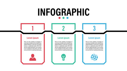 Wall Mural - Infographic design business concept vector illustration with 3 steps or options or processes represent work flow or diagram or web button banner