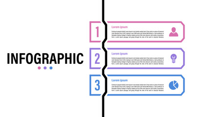 Wall Mural - Infographic design business concept vector illustration with 3 steps or options or processes represent work flow or diagram or web button banner