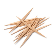 Heap Of Wooden Toothpicks Isolated On White Background 