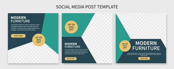 Set of Creative premium furniture sale promo social media post template collection. best for business online promotion. social web advertising