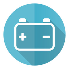 Poster - Battery, power storage blue icon, flat design vector illustration in eps 10 for webdesign and mobile applications