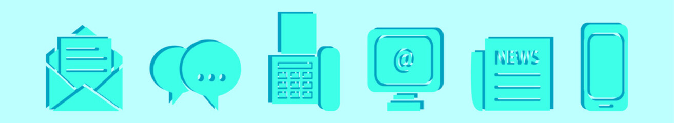 Wall Mural - set of contact cartoon icon design template with various models. vector illustration isolated on blue background