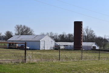 Wall Mural - Barns and a Silo in a Field