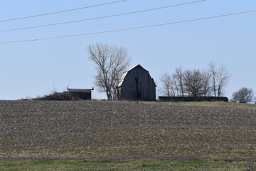 Canvas Print - Old Barn on a Hill