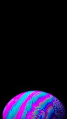 Wall Mural - Space galaxy planet. Globe earth in galaxy universe with abstract sun on black background. Color abstract fluorescent inks in water.