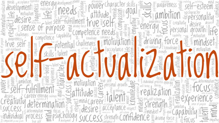self-actualization vector illustration word cloud isolated on a white background.