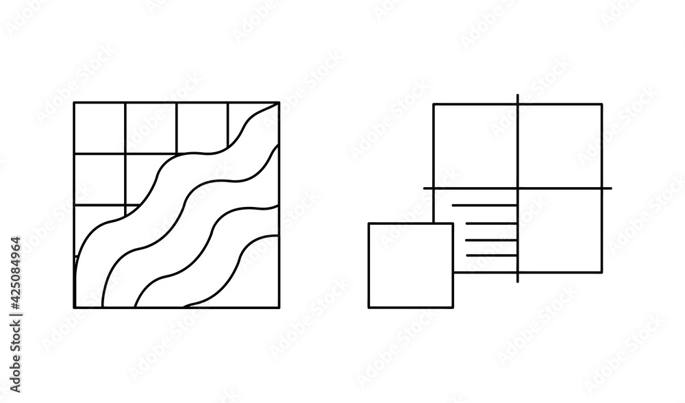 Tile sticking and sticking on the wall icon set. Civil engineering ...