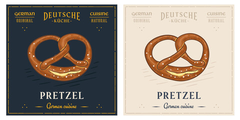 German traditional bread Prezel with salt illustration