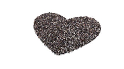 Wall Mural - Crowd of people gather and form full heart shape.