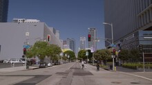 POV Driving And Stopping At A Red Light Downtown Los Angeles