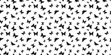Black, White Butterfly Silhouette Vector Pattern Background