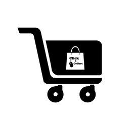 Sticker - Click & collect, achat en ligne à emporter dans un caddie