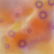Textura naranja y violeta con círculos amarillos y violetas