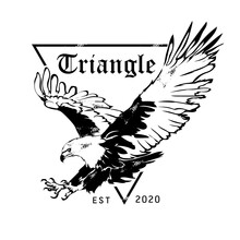 Flying Eagle Vector Illustration In Vintage Style, Perfect For T Shirt Design And Biker Club Logo Design