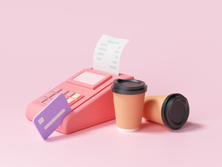 Poster - pos terminal payment methods, online shopping payment by credit card 3d render illustration