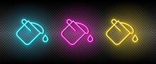 Bucket, Color, Fill Vector Icon Yellow, Pink, Blue Neon Set. Tools Vector Icon