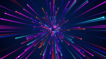 Wall Mural - futuristic fast moving colorful particle light ray, digital dynamic hyperspace technology motion bac