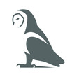 Barn owl side view symbol on white backdrop. Design element