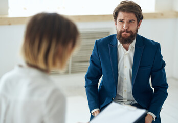 Emotional man at the reception of a psychologist consultation diagnosis of the problem treatment