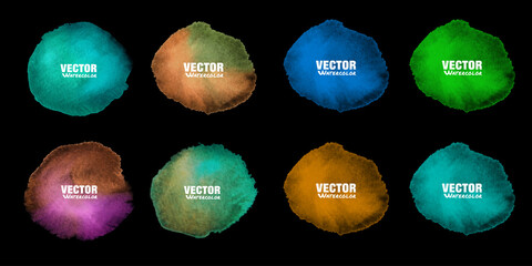 Wall Mural - hand drawn colorful watercolor background set. watercolor color splashing on the paper. vector illus
