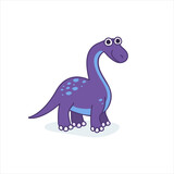 Fototapeta Dinusie - Funny brachiosaurus character in cartoon style. Cute dinosaur flat kid graphic.