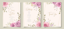 Modern Wedding Invitation Template With Pink Floral Design