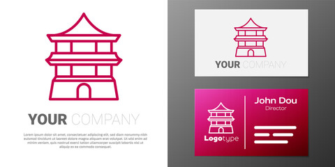 Sticker - Logotype line Traditional chinese house icon isolated on white background. Logo design template element. Vector