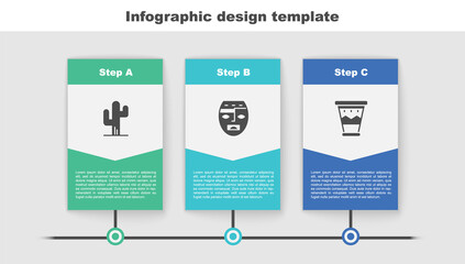 Poster - Set Cactus, Aztec mask and Mexican drum. Business infographic template. Vector