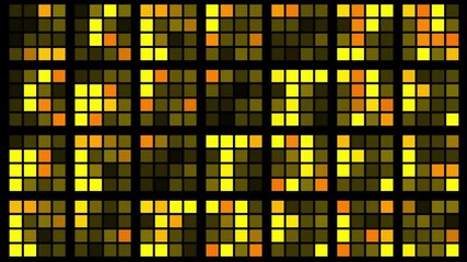 Poster - Abstract animated background with light show in orange design - square elements with random changing colors in grid pattern - endless loop