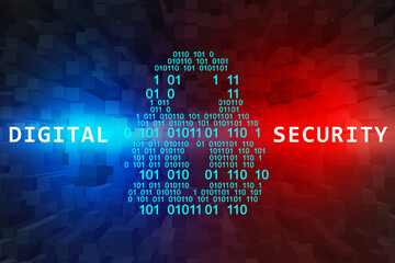 Poster - 2d illustration Safety concept: Closed Padlock on digital background