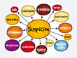 Suspicion mind map, concept for presentations and reports