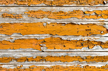 Orange Wood Background With Peeled Paint
