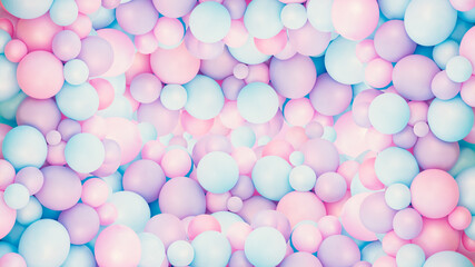 colorful balloons background, punchy pink and mint pastel colored and soft focus. party festive ball
