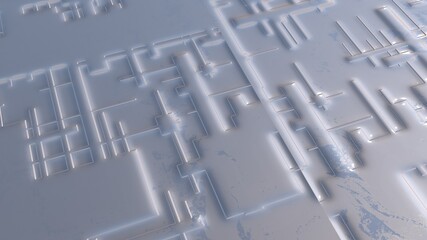 Poster - Texture of gray blue hi-tech metal with volumetric protrusions. The background. Desktop wallpaper. Suitable for smartphone decoration. futuristic design. 3d graphic illustration.