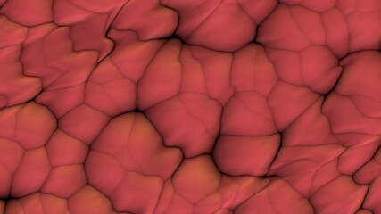 Poster - Soft spheres of a red color pressed together. Abstract texture or wallpaper for a desktop background for a pc or smartphone. Pattern or decor. 3d rendering image.