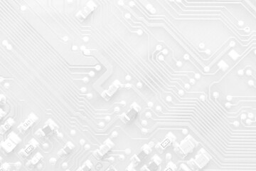 Poster - White texture background of printed circuit board. Computer technology background. Information tech. Space for text. Gray scale pcb background.