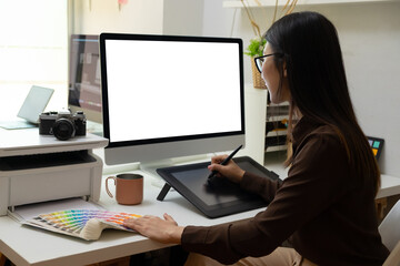 close-up view of young ui development team working together in office.