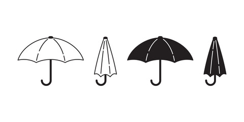 Wall Mural - umbrella vector icon logo rain cartoon character symbol doodle illustration white black design