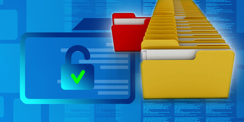 Poster - 3d rendering folder with documents