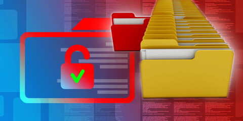 Poster - 3d rendering folder with documents