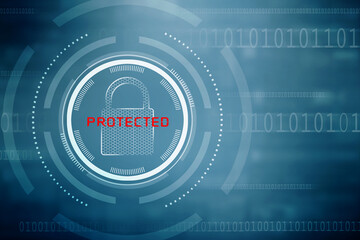 Poster - 2d illustration Safety concept: Closed Padlock on digital background