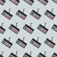 Poster - Pixelated Seamless Gamepads Pattern. Vector Pixel Gamepads Pattern.