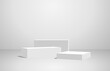 Podium  geometry shape stand scene and winner pedestal in studio on gray or white background.vector illustration.