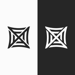simple letter x, f, and net spider ambigram concept logo. Modern logo.