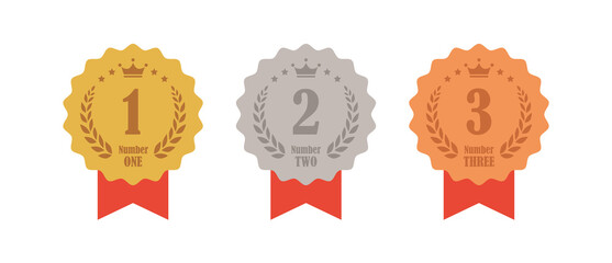 Wall Mural - gold, silver and bronze 1st, 2nd and 3rd ranking icon set