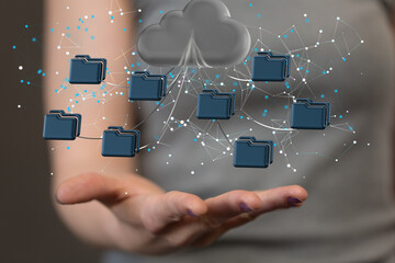 data security - Cloud technology. Integrated digital web concept background