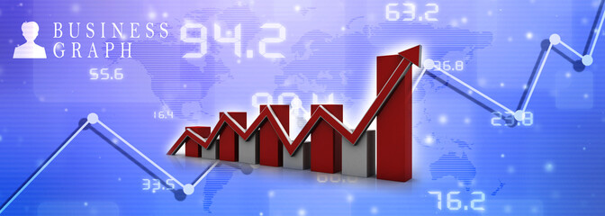 3d rendering Stock market online business concept. business Graph 
