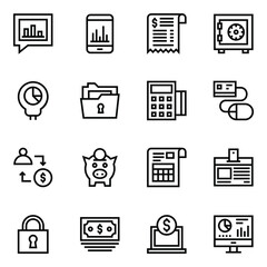 Poster - 
Pack of Business and Finance Linear Icons 

