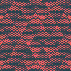 Sticker - Red Rhombus Geometric Halftone Seamless Pattern Abstract Vector Repetitive Background